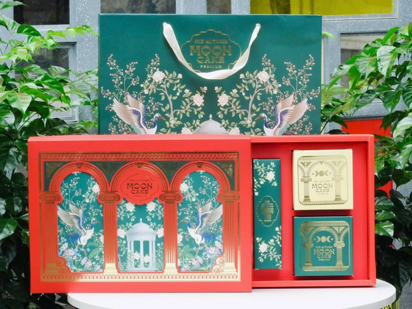 Hộp 4 Bánh Trung Thu Tân Dân Lợi Song Hạc Vinh Hoa Kèm Trà