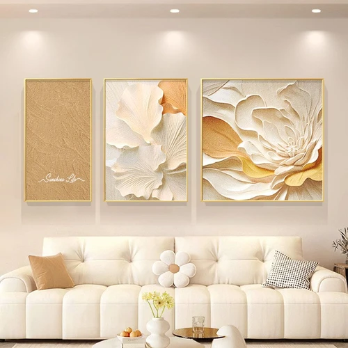 Tranh Canvas Treo Tường Bộ 3 Tấm Cô Gái Và Hoa Nghệ Thuật