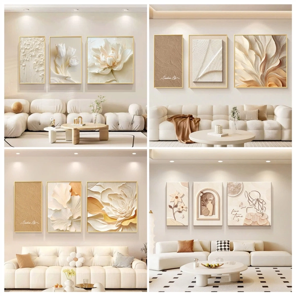 Tranh Treo Tường Bộ 3 Tấm Cô Gái Và Hoa Nghệ Thuật