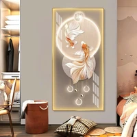 Tranh đèn led pha lê cao cấp cửu song ngư vọng nguyệt