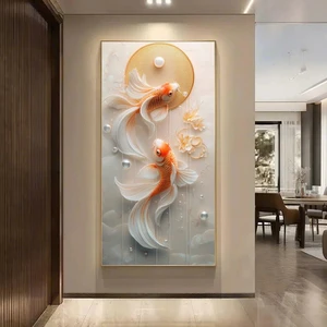 Tranh Tráng Gương Treo Tường 1 Tấm Nghệ Thuật Song Ngư Phú Quý