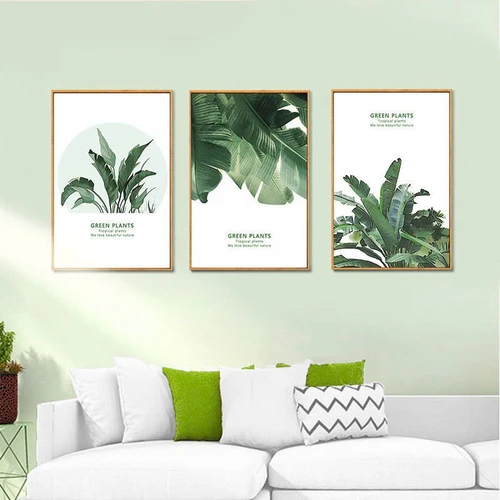 Tranh Treo Tường Bộ 3 Tấm Thiên Nhiên Lá Xanh Green Plants