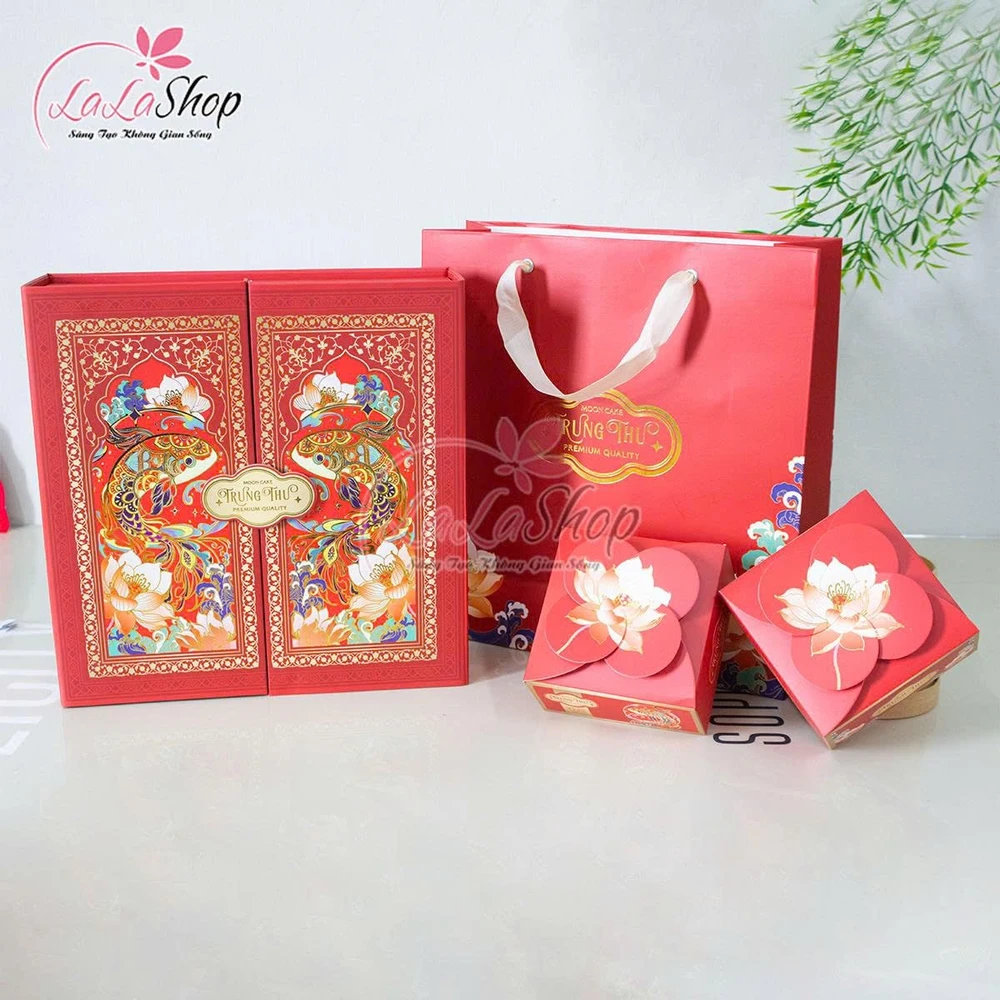 Hộp 4 Bánh Trung Thu Tân Dân Lợi Ngư Hoa Vạn Phúc