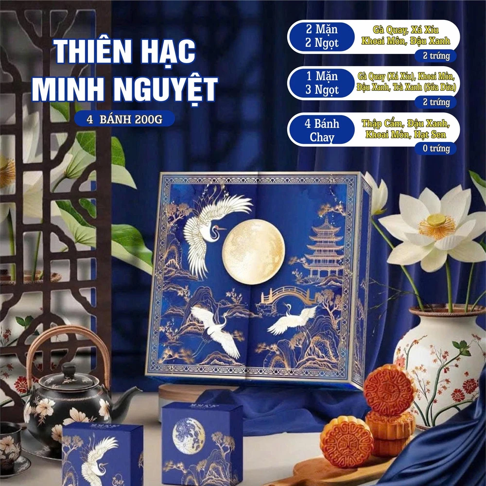 Hộp 4 Bánh Trung Thu Tân Dân Lợi Thiên Hạc Minh Nguyệt