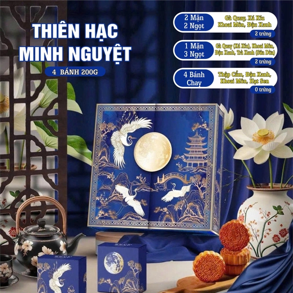 Hộp 4 Bánh Trung Thu Tân Dân Lợi Thiên Hạc Minh Nguyệt