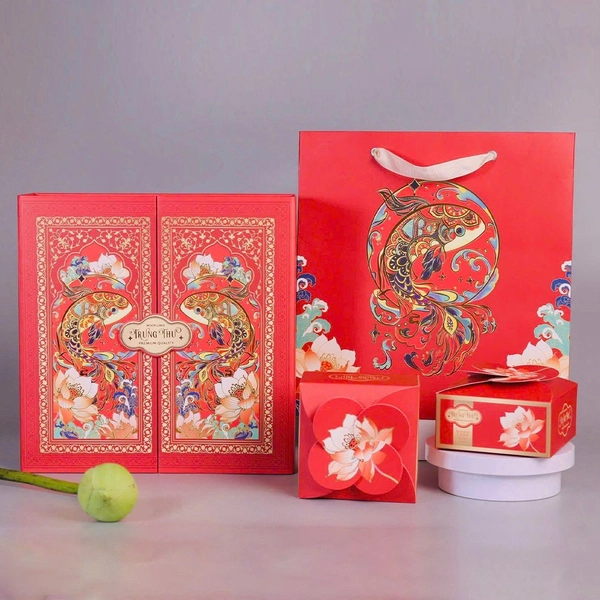 Hộp 4 Bánh Trung Thu Tân Dân Lợi Ngư Hoa Vạn Phúc