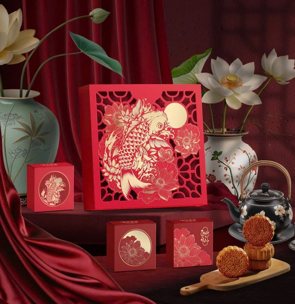 Hộp 4 Bánh Trung Thu Tân Dân Lợi Ngư Hoa Minh Nguyệt