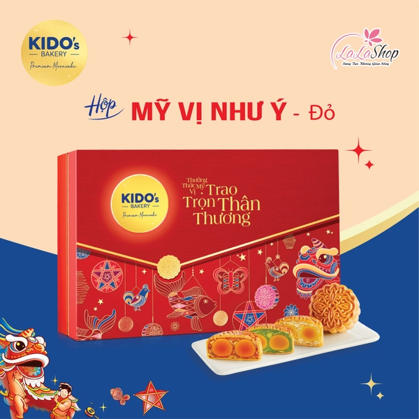 Hộp 4 Bánh Trung Thu Kido Mỹ Vị Như Ý Đỏ (CB1)