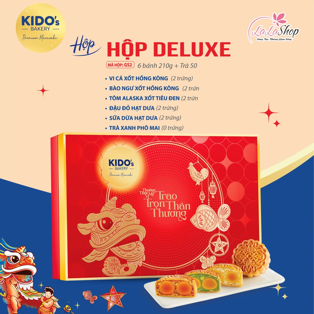 Hộp 6 Bánh Trung Thu Kido Cao Cấp Deluxe (GS2)