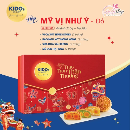 Hộp 4 Bánh Trung Thu Kido Mỹ Vị Như Ý Đỏ (CB1)