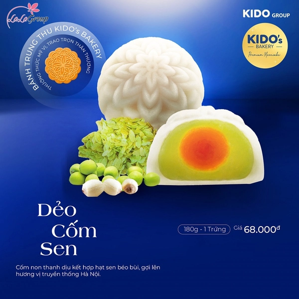 Bánh Trung Thu Kido Dẻo Cốm Sen 1 trứng 180gr (DCS1)