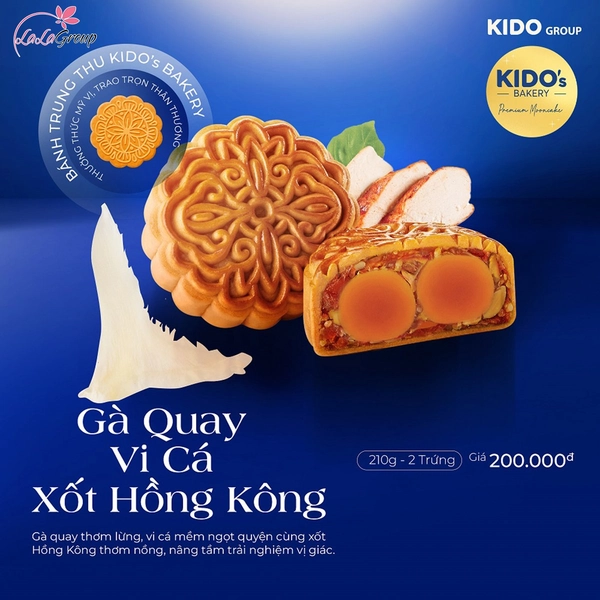 Bánh Trung Thu KIDO Gà Quay Vi Cá Xốt Hồng Kông 2 Trứng 210g (GV2)