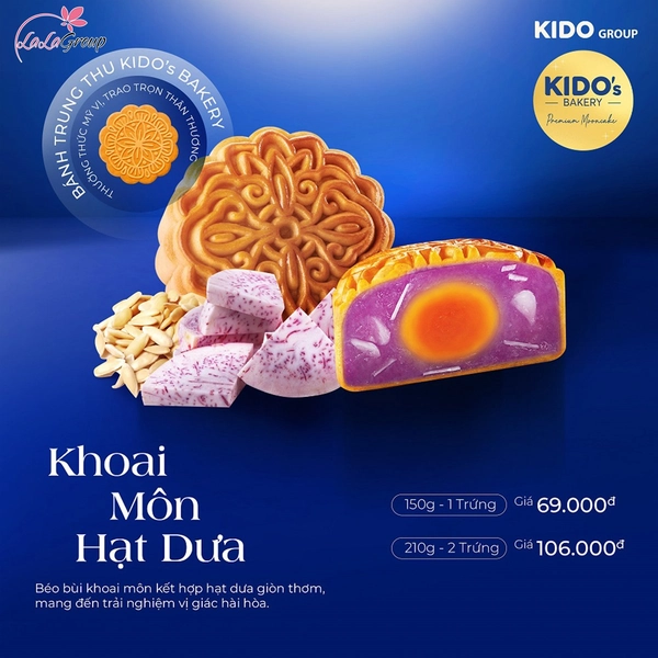 Bánh trung thu Kido Khoai Môn Hạt Dưa 1 trứng 150g (KM1)