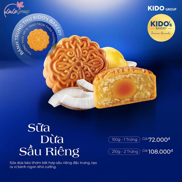 Bánh Trung Thu KIDO Sữa Dừa Sầu Riêng 1 trứng 150g (SR1)