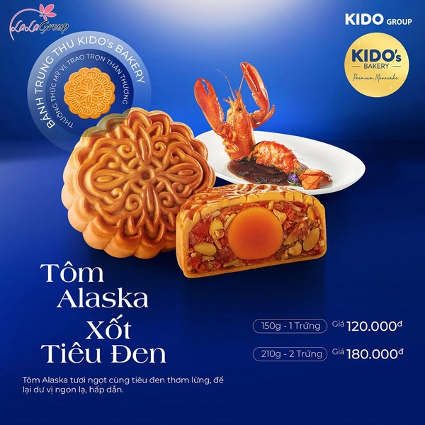 Bánh trung thu KIDO tôm Alaska xốt tiêu đen 1 trứng 150g (TO1)