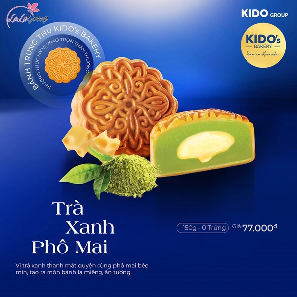 Bánh Trung Thu KIDO Trà Xanh Phomai 0 trứng 150g (XP0)