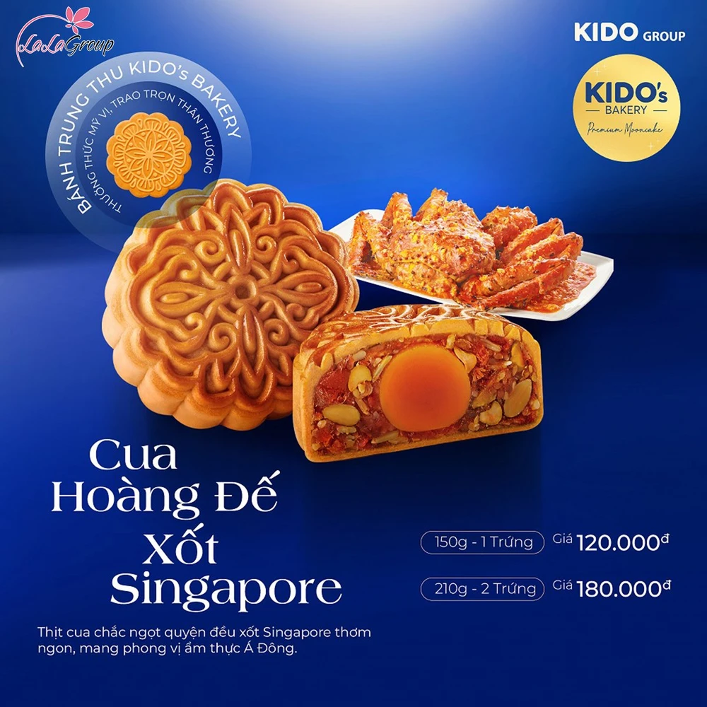 Bánh trung thu KIDO Cua Hoàng Đế Xốt Singapore 1 trứng 150g (CH1)
