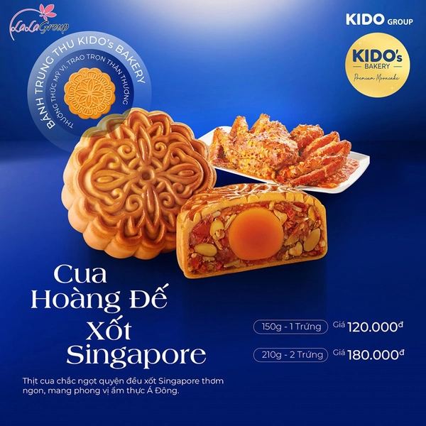Bánh trung thu KIDO Cua Hoàng Đế Xốt Singapore 2 trứng 210g (CH2)