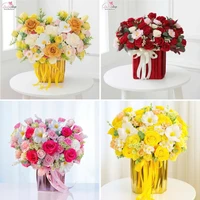 Lẵng hoa sáp thơm để bàn sắc vàng sắc đỏ nồng nàng quà tặng kỷ niệm đẹp