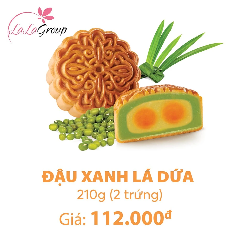 Bánh trung thu KIDO đậu xanh lá dứa 2 trứng 210g (DL2)
