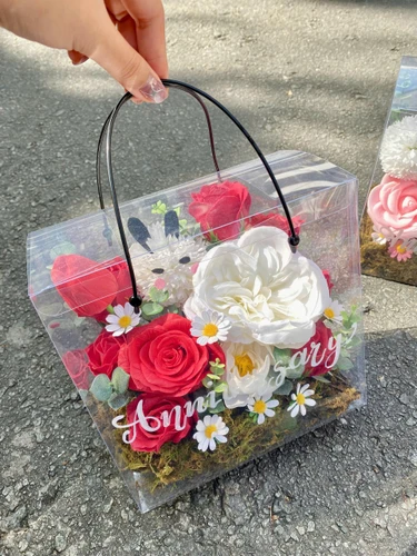 Hộp Mica hoa hướng dương mix hoa sáp thơm xinh xắn đa dạng