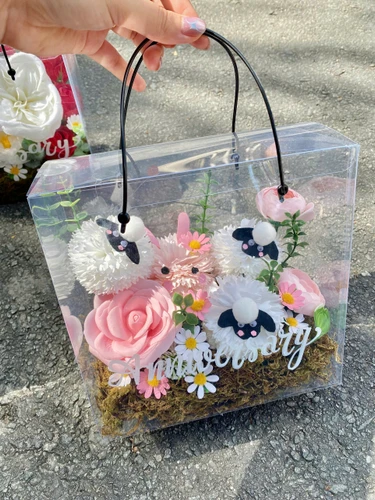 Hộp Mica hoa hướng dương mix hoa sáp thơm xinh xắn đa dạng