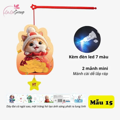 Lồng Đèn Trung Thu 2 Mảnh Bé Mèo Thần Tài