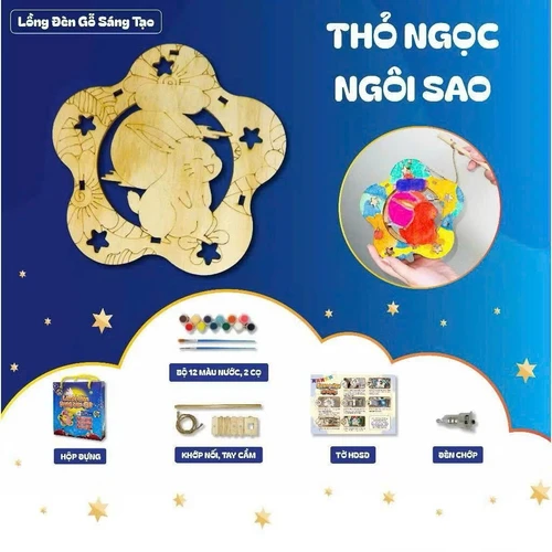 Lồng Đèn Trung Thu Bằng Gỗ Nhiều Mẫu Kèm Đèn