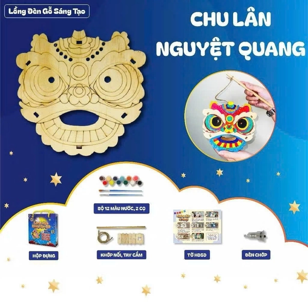 Lồng Đèn Trung Thu Bằng Gỗ Sáng Tạo Nhiều Mẫu Kèm Đèn