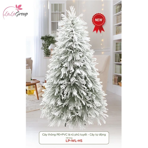 Cây thông PE PVC lá rủ phủ tuyết - Cây tự động