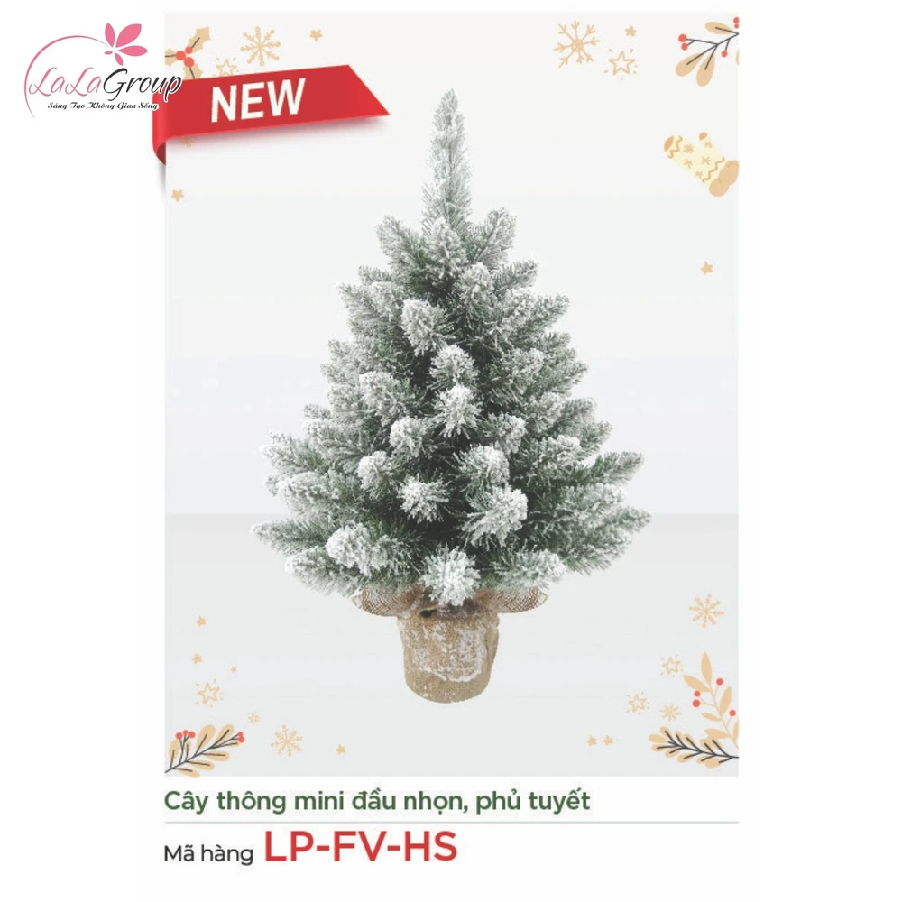 Cây thông mini đầu nhọn phủ tuyết