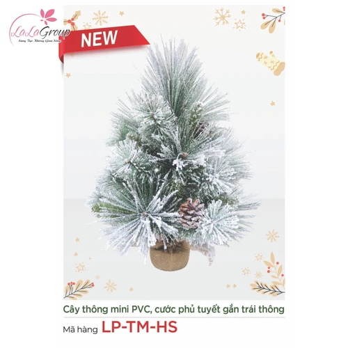 Cây thông mini PVC, cước phủ tuyết gắn trái thông