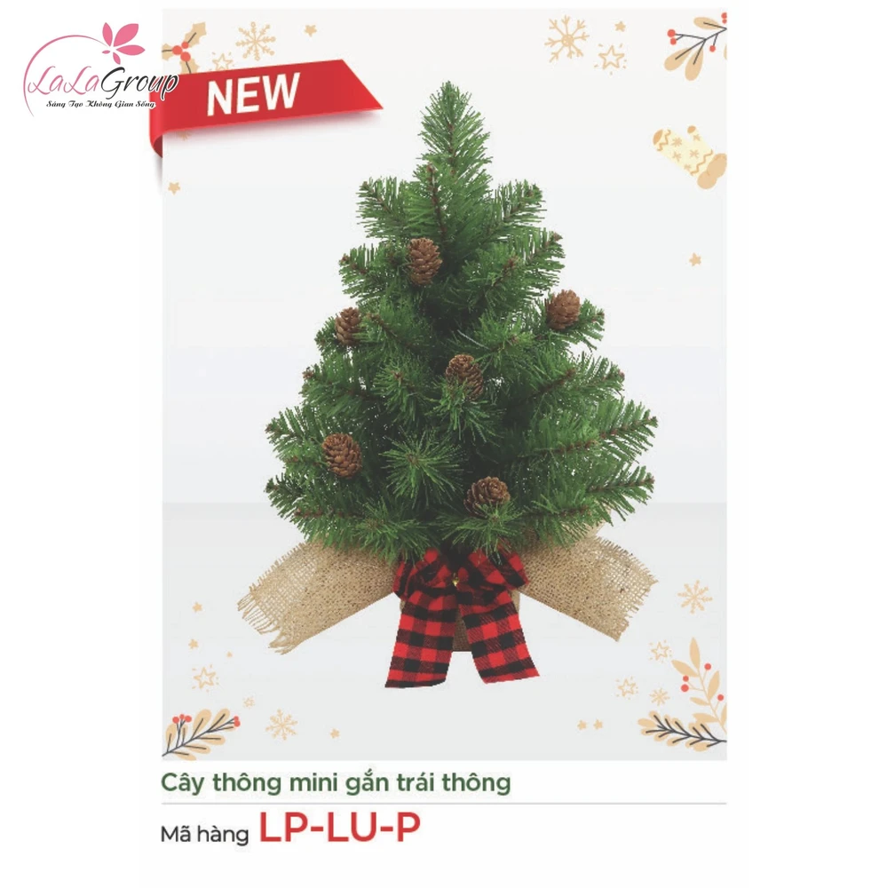 Cây thông noel mini gắn trái thông