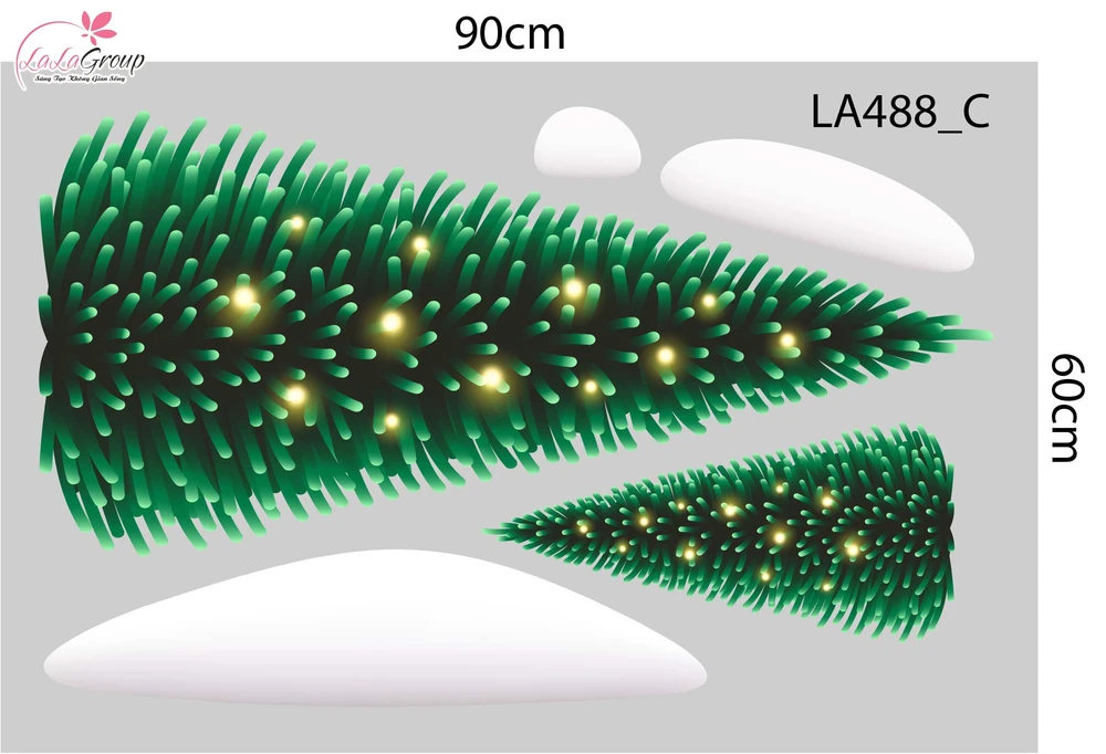 Combo Decal Trang Trí Noel Người Tuyết Và Cây Thông Xanh