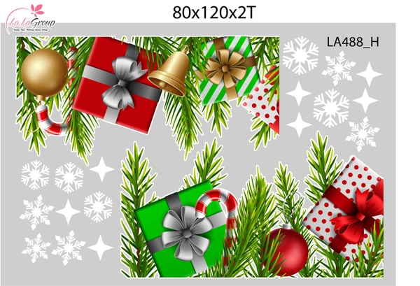 Combo Decal Trang Trí Noel Hai Người Tuyết Và Những Cây Thông Xanh