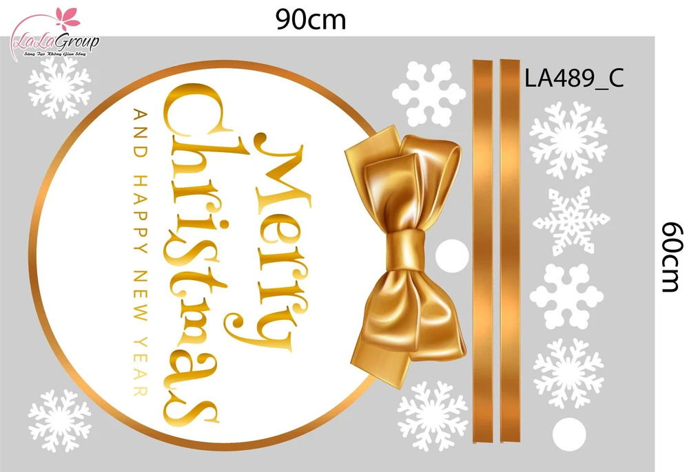 Combo Decal Trang Trí Noel Tuần Lộc Vàng Và Những Hộp Quà Xinh Xắn