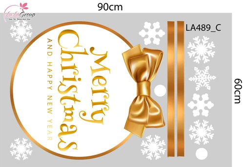 Combo Decal Trang Trí Noel Tuần Lộc Vàng Và Những Hộp Quà Xinh Xắn