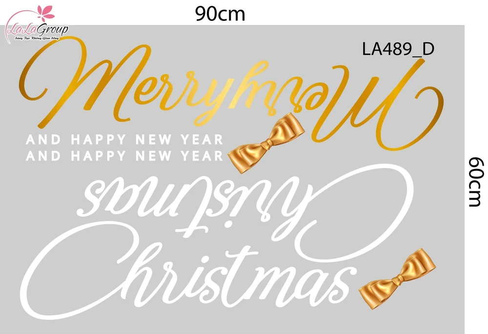 Combo Decal Trang Trí Noel Tuần Lộc Vàng Và Những Hộp Quà Xinh Xắn