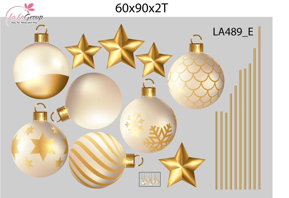 Combo Decal Trang Trí Noel Tuần Lộc Vàng Và Những Hộp Quà Xinh Xắn