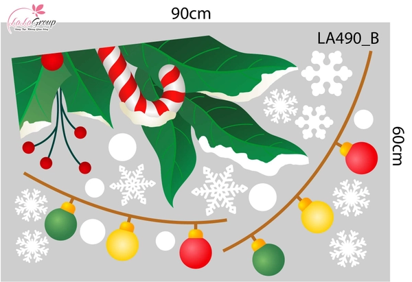 Combo Decal Trang Trí Noel Gấu Trắng Và Người Tuyết Vui Vẻ Bên Cây Thông Xanh