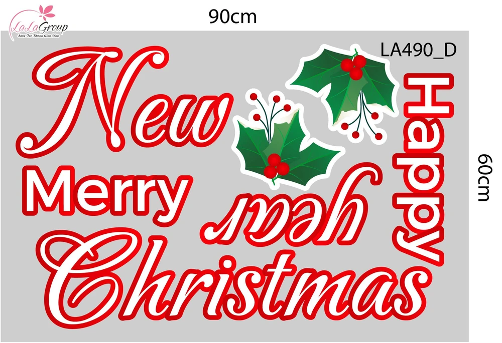 Combo Decal Trang Trí Noel Gấu Trắng Và Người Tuyết Vui Vẻ Bên Cây Thông Xanh