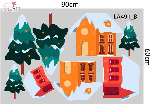 Combo Decal Trang Trí Noel Ông Già Noel Cưỡi Tuần Lộc Phát Quà