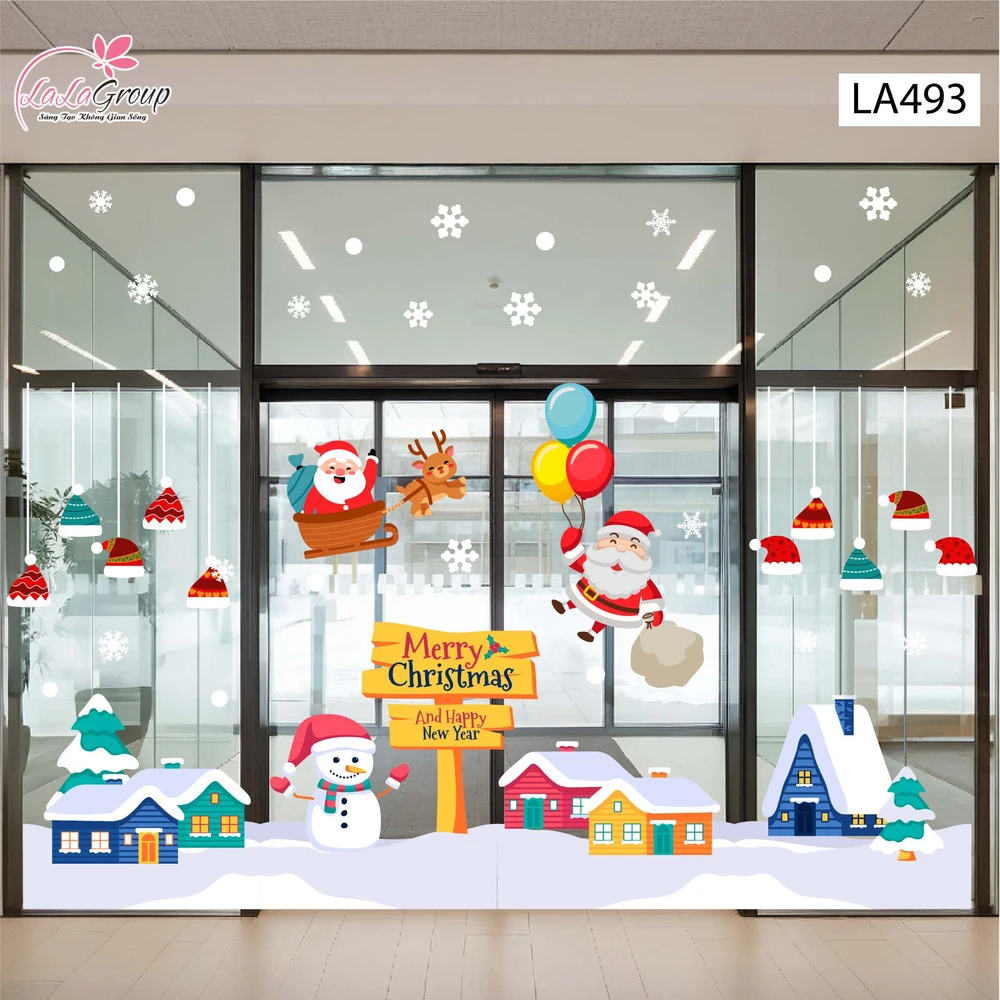 Combo Decal Trang Trí Noel Người Tuyết Và Những Ông Già Noel Vui Nhộn