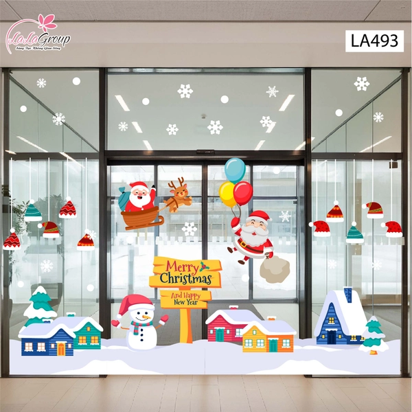 Combo Decal Trang Trí Noel Người Tuyết Và Những Ông Già Noel Vui Nhộn