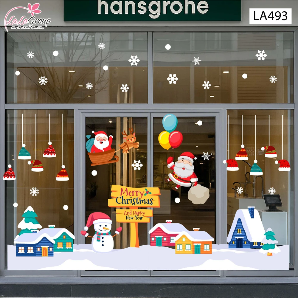 Combo Decal Trang Trí Noel Người Tuyết Và Những Ông Già Noel Vui Nhộn