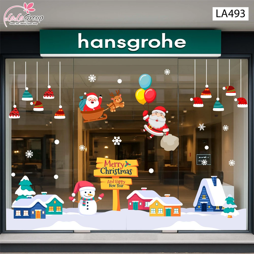 Combo Decal Trang Trí Noel Người Tuyết Và Những Ông Già Noel Vui Nhộn