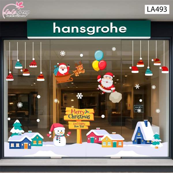 Combo Decal Trang Trí Noel Người Tuyết Và Những Ông Già Noel Vui Nhộn