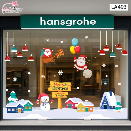 Combo Decal Trang Trí Noel Người Tuyết Và Những Ông Già Noel Vui Nhộn