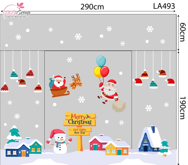 Combo Decal Trang Trí Noel Người Tuyết Và Những Ông Già Noel Vui Nhộn