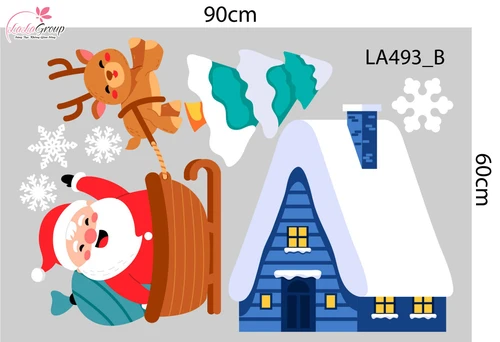 Combo Decal Trang Trí Noel Người Tuyết Và Những Ông Già Noel Vui Nhộn